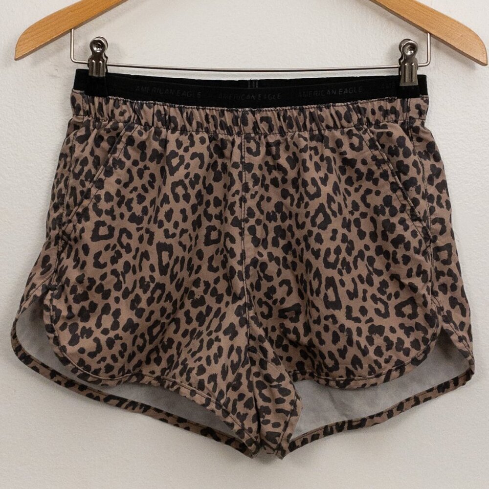 American Eagle Leopard Print Running Shorts – XS | Lightweight & Stretchy